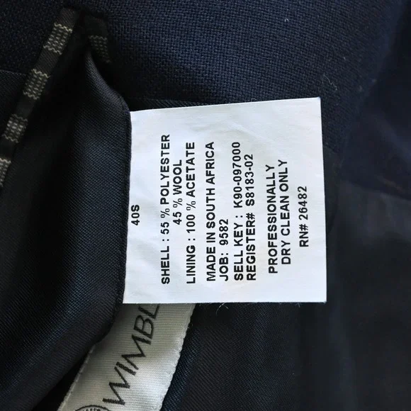 Wimbledon 40S Navy Blue‎ Hopsack Gold Button Mens Blazer Sport Coat Jacket